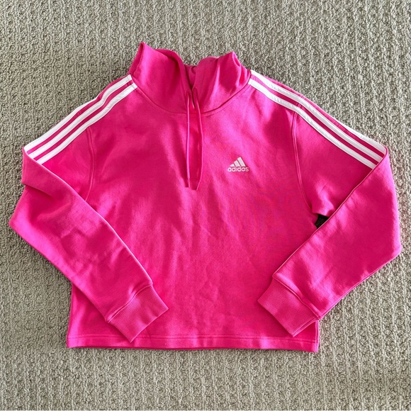 NWT Adidas Hot Pink Cotton Terry Hoodie - Picture 1 of 4